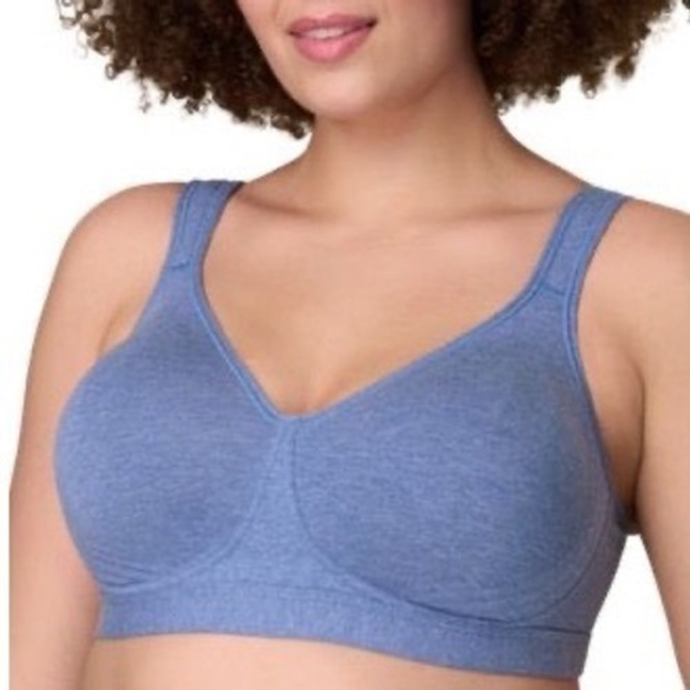 Playtex 18 Hour Ultimate Lift and Support Cotton Stretch Wireless Bra 44DD Blue